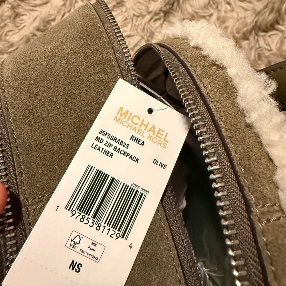 Michael Kors Olive Backpack with White Trim NWT - Picture 5 of 5